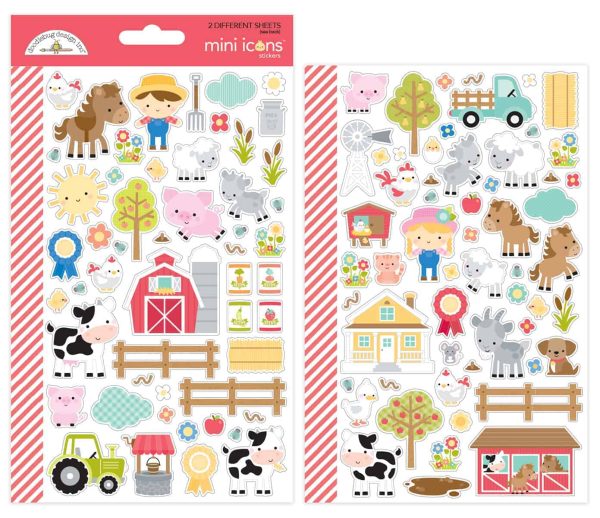 Doodlebug Design 6x12 Mini Icon Stickers Down on the Farm