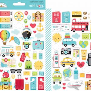 Doodlebug Design Mini Icon Stickers I Heart Travel